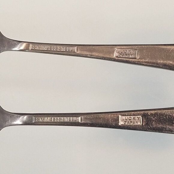 2 Demitasse Spoons Vintage Stainless Steel Lucky Japan - Picture 2 of 8